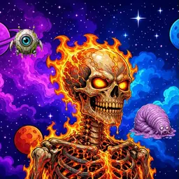 Oozlings #1227, Fire Skull · Void Nebula
