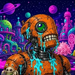 Oozlings #1232, Rusty Robot · Neon City