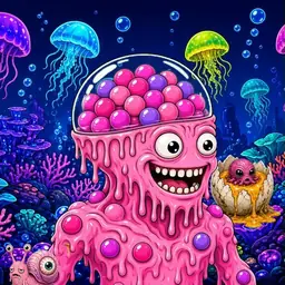 Oozlings #1233, Gumball Brain · Glow Reef