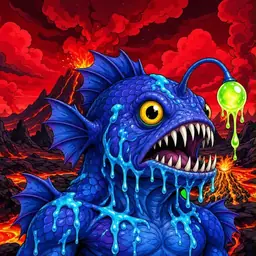 Oozlings #1234, Anglerfish · Lava Fields