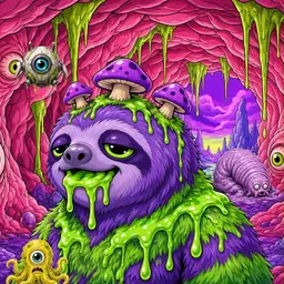 Oozlings #1240, Slime Sloth · Flesh Cave