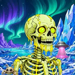Oozlings #1242, Mutated Skull · Aurora Ice