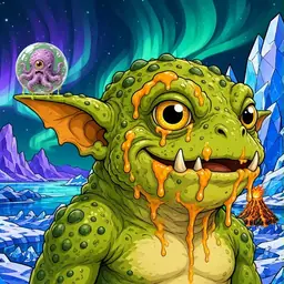 Oozlings #125, Toad Goblin · Aurora Ice