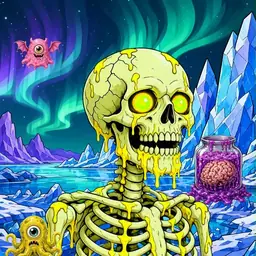 Oozlings #1250, Mutated Skull · Aurora Ice