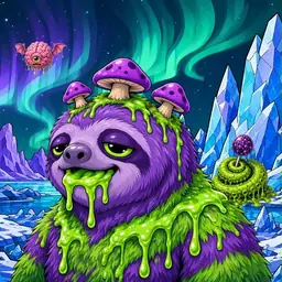 Oozlings #1256, Slime Sloth · Aurora Ice