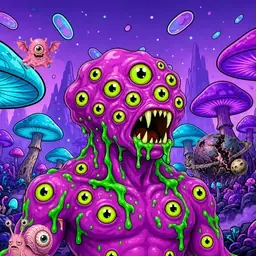 Oozlings #1260, Mutated Eyeball Cluster · Fungus Forest
