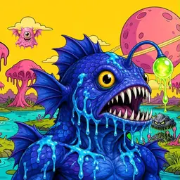 Oozlings #1263, Anglerfish · Turquoise Swamp