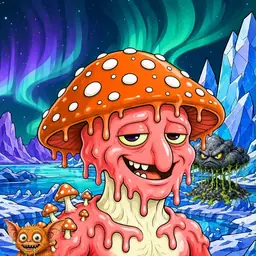 Oozlings #1271, Mutated Mushroom Head · Aurora Ice