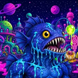 Oozlings #1273, Anglerfish · Neon City