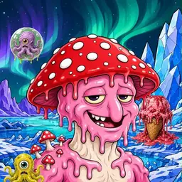 Oozlings #1275, Mushroom Head · Aurora Ice