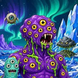 Oozlings #1281, Eyeball Cluster · Aurora Ice
