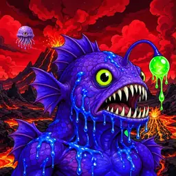 Oozlings #1282, Mutated Anglerfish · Lava Fields