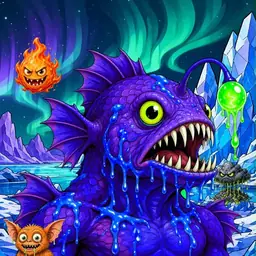 Oozlings #1285, Mutated Anglerfish · Aurora Ice