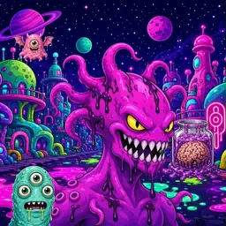 Oozlings #1286, Squid · Neon City