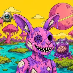 Oozlings #1287, Zombie Bunny · Turquoise Swamp