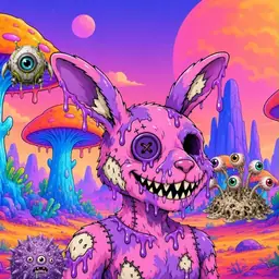 Oozlings #1290, Zombie Bunny · Mushroom Desert