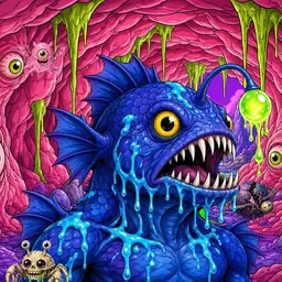 Oozlings #1296, Anglerfish · Flesh Cave