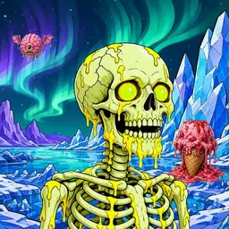 Oozlings #1301, Mutated Skull · Aurora Ice