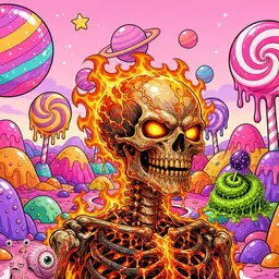 Oozlings #1309, Fire Skull · Candy Planet