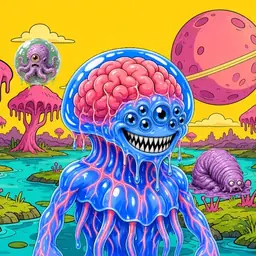Oozlings #1312, Mutated Jellyfish Brain · Turquoise Swamp