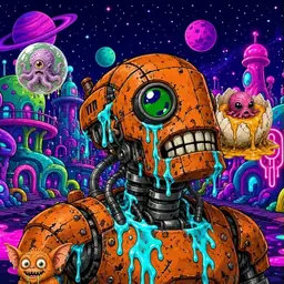 Oozlings #1317, Rusty Robot · Neon City