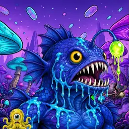 Oozlings #132, Anglerfish · Fungus Forest