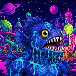 Oozlings #1320, Anglerfish · Neon City