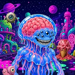 Oozlings #1323, Mutated Jellyfish Brain · Neon City