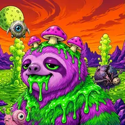 Oozlings #133, Mutated Slime Sloth · Acid Lake