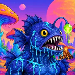 Oozlings #1331, Anglerfish · Mushroom Desert
