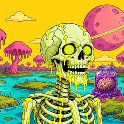 Oozlings #1334, Mutated Skull · Turquoise Swamp