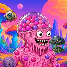 Oozlings #1335, Gumball Brain · Mushroom Desert