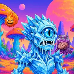 Oozlings #1344, Ice Cyclops · Mushroom Desert