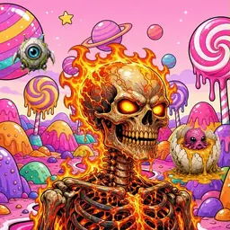 Oozlings #1349, Fire Skull · Candy Planet