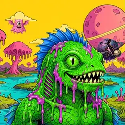 Oozlings #1354, Mutated Swamp Fish · Turquoise Swamp