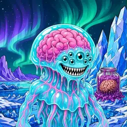 Oozlings #1356, Jellyfish Brain · Aurora Ice