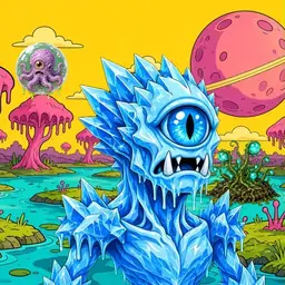 Oozlings #1358, Ice Cyclops · Turquoise Swamp