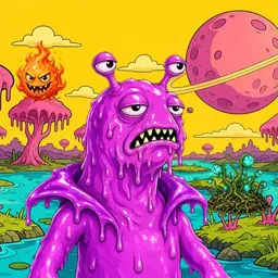 Oozlings #1365, Mutated Slug · Turquoise Swamp