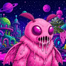 Oozlings #1366, Mutant Moth · Neon City