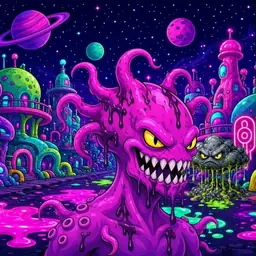 Oozlings #1370, Squid · Neon City