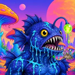 Oozlings #1372, Anglerfish · Mushroom Desert