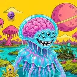 Oozlings #1375, Jellyfish Brain · Turquoise Swamp