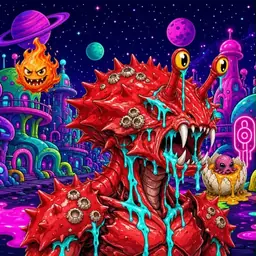 Oozlings #1376, Crab · Neon City