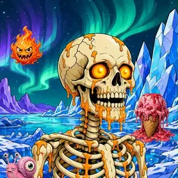 Oozlings #1377, Skull · Aurora Ice