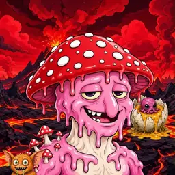 Oozlings #1385, Mushroom Head · Lava Fields
