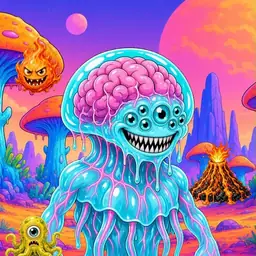 Oozlings #1387, Jellyfish Brain · Mushroom Desert