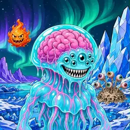 Oozlings #1389, Jellyfish Brain · Aurora Ice