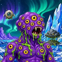 Oozlings #1390, Eyeball Cluster · Aurora Ice