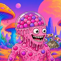 Oozlings #1393, Gumball Brain · Mushroom Desert