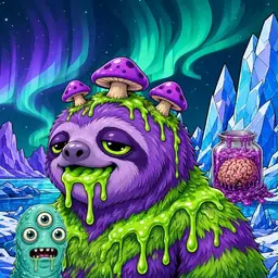 Oozlings #1398, Slime Sloth · Aurora Ice